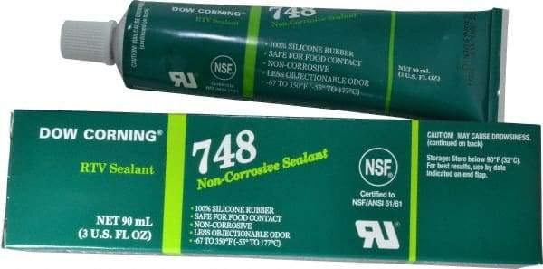 Dow Corning - 3 oz Tube Off-White RTV Silicone Joint Sealant - -67 to 350°F Operating Temp, 30 min Tack Free Dry Time, 36 hr Full Cure Time, Series 748 - Americas Industrial Supply