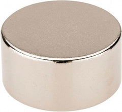 Mag-Mate - 3/4" Diam x 3/8" High Neodymium Rare Earth Magnet - 13.5 Lb Max Capacity, 200°F Max, Nickel Plated - Americas Industrial Supply