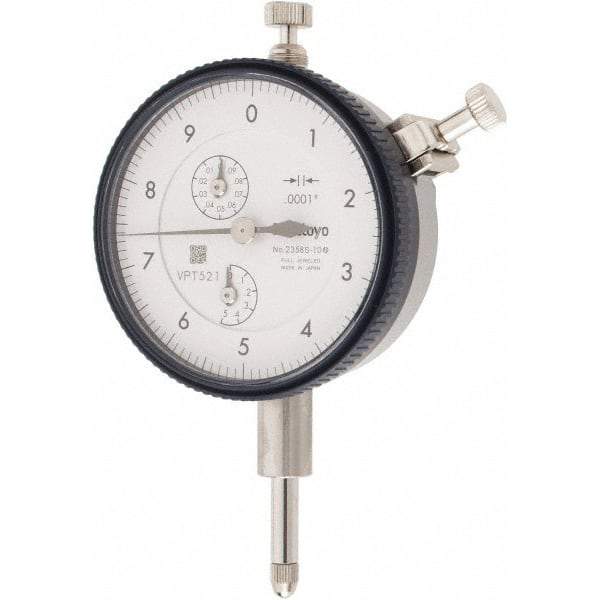 Mitutoyo - 1/2" Range, 0-10 Dial Reading, 0.0001" Graduation Dial Drop Indicator - 2-9/32" Dial, 0.01" Range per Revolution, 0.0008" Accuracy, Revolution Counter - Americas Industrial Supply