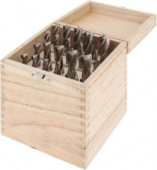 Interstate - 3/16 to 3/4", 2, 4 Flute Square End Mill Set - Uncoated, High Speed Steel, Double End, 3/8, 1/2, 5/8, 3/4" Shank Diam, Centercutting - Americas Industrial Supply
