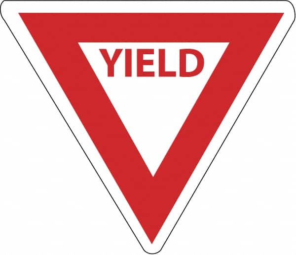 NMC - "Yield", 30" Wide x 30" High, Aluminum Stop & Yield Signs - 0.08" Thick, Red on White, Engineer Grade Reflectivity, Triangle, Post Mount - Americas Industrial Supply