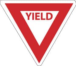 NMC - "Yield", 30" Wide x 30" High, Aluminum Stop & Yield Signs - 0.08" Thick, Red on White, High Intensity Reflectivity, Triangle, Post Mount - Americas Industrial Supply