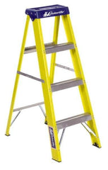 Louisville - 3 Steps, 4' High, Type I Rating, Fiberglass Step Ladder - 250 Lb Capacity, 18-7/8" Base Width - Americas Industrial Supply
