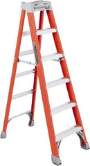 Louisville - 5 Steps, 6' High, Type IA Rating, Fiberglass Step Ladder - 300 Lb Capacity, 22-9/16" Base Width - Americas Industrial Supply