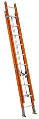 Louisville - 24' High, Type IA Rating, Fiberglass Industrial Extension Ladder - 300 Lb Capacity, 21' Working Length, 18-1/4" Wide - Americas Industrial Supply