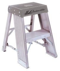 Louisville - 2 Steps, 2' High, Type IA Rating, Aluminum Step Stand - 300 Lb Capacity, 17-11/16" Base Width - Americas Industrial Supply