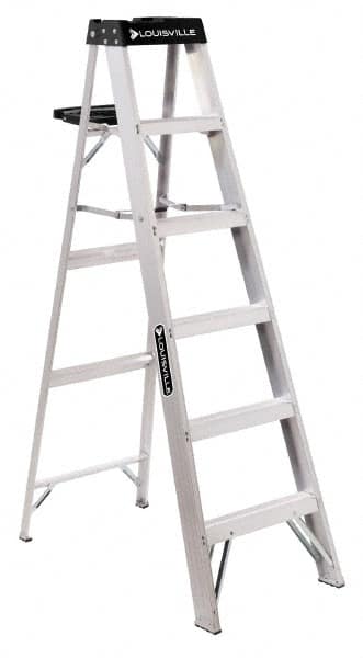 Louisville - 9 Steps, 10' High, Type IA Rating, Aluminum Step Ladder - Americas Industrial Supply