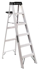 Louisville - 5 Steps, 6' High, Type I Rating, Aluminum Step Ladder - 300 Lb Capacity, 21-5/8" Base Width - Americas Industrial Supply