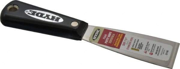 Hyde Tools - 1-1/2" Wide Stainless Steel Putty Knife - Stiff, Nylon Handle, 7-3/4" OAL - Americas Industrial Supply