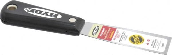 Hyde Tools - 1-1/4" Wide Steel Putty Knife - Flexible, Nylon Handle, 7-3/4" OAL - Americas Industrial Supply