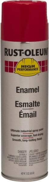 Rust-Oleum - Safety Red, 15 oz Net Fill, Gloss, Enamel Spray Paint - 14 Sq Ft per Can, 15 oz Container, Use on Rust Proof Paint - Americas Industrial Supply