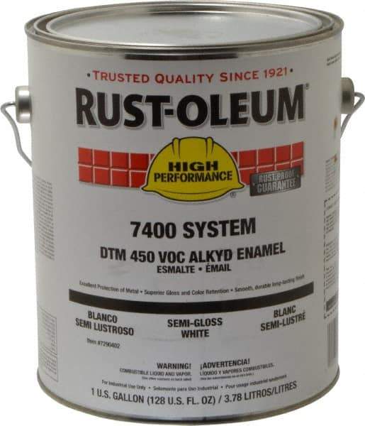 Rust-Oleum - 1 Gal White Semi Gloss Finish Industrial Enamel Paint - Interior/Exterior, Direct to Metal, <450 gL VOC Compliance - Americas Industrial Supply