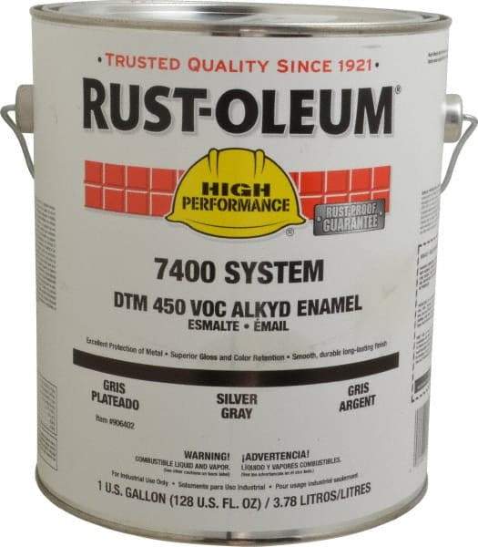 Rust-Oleum - 1 Gal Silver Gray Gloss Finish Industrial Enamel Paint - Interior/Exterior, Direct to Metal, <450 gL VOC Compliance - Americas Industrial Supply