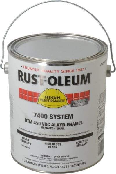 Rust-Oleum - 1 Gal Black High Gloss Finish Industrial Enamel Paint - Interior/Exterior, Direct to Metal, <450 gL VOC Compliance - Americas Industrial Supply