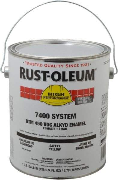 Rust-Oleum - 1 Gal Safety Yellow Gloss Finish Industrial Enamel Paint - Interior/Exterior, Direct to Metal, <450 gL VOC Compliance - Americas Industrial Supply