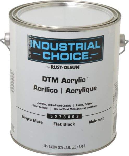 Rust-Oleum - 1 Gal Black Flat Finish Acrylic Enamel Paint - Interior/Exterior, Direct to Metal, <250 gL VOC Compliance - Americas Industrial Supply