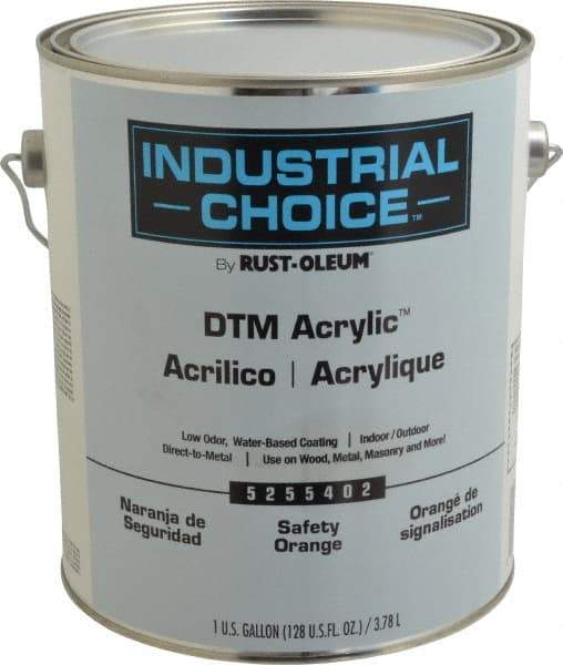 Rust-Oleum - 1 Gal Safety Orange Semi Gloss Finish Alkyd Enamel Paint - Interior/Exterior, Direct to Metal, <250 gL VOC Compliance - Americas Industrial Supply