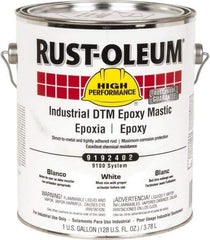 Rust-Oleum - 1 Gal Gloss White Epoxy Mastic - 100 to 225 Sq Ft/Gal Coverage, <340 g/L VOC Content, Direct to Metal - Americas Industrial Supply