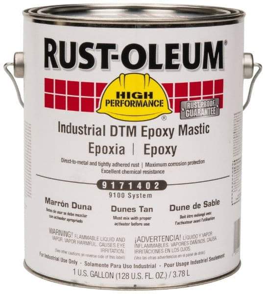 Rust-Oleum - 1 Gal Gloss Dunes Tan Epoxy Mastic - 100 to 225 Sq Ft/Gal Coverage, <340 g/L VOC Content, Direct to Metal - Americas Industrial Supply