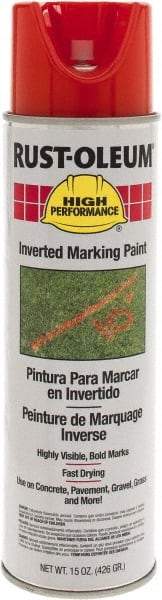 Rust-Oleum - 15 fl oz Orange Marking Paint - 300' to 350' Coverage at 1-1/2" Wide, Solvent-Based Formula - Americas Industrial Supply