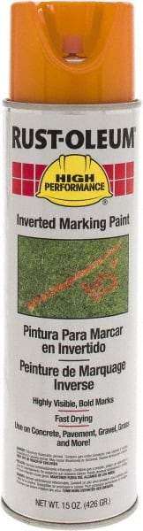 Rust-Oleum - 15 fl oz Orange Marking Paint - 300' to 350' Coverage at 1-1/2" Wide, Solvent-Based Formula - Americas Industrial Supply