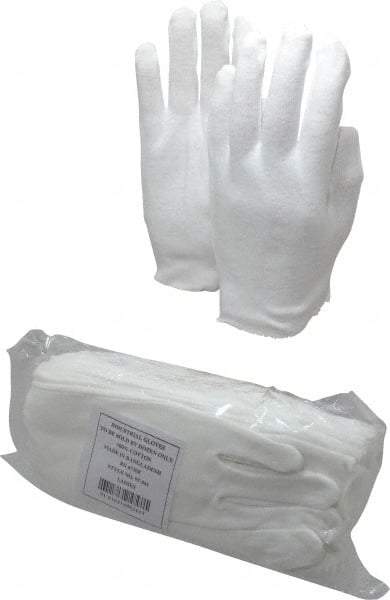 PRO-SAFE - Cotton General Protection Work Gloves - For Inspection, Uncoated, Slip-On Cuff, Full Fingered, White, Paired - Americas Industrial Supply
