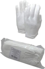 PRO-SAFE - Cotton General Protection Work Gloves - For Inspection, Uncoated, Slip-On Cuff, Full Fingered, White, Paired - Americas Industrial Supply