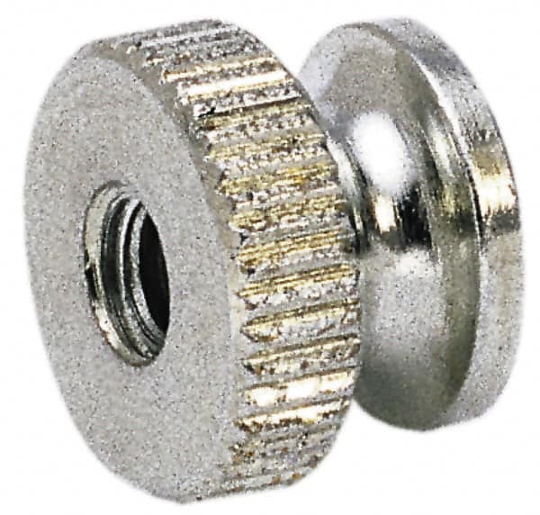 Electro Hardware - 5/16-18" UNC Thread, Uncoated, Grade 302, 303 Stainless Steel Round Knurled Thumb Nut - 13/32" Overall Height, 5/8" Head Diam - Americas Industrial Supply