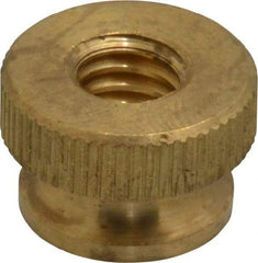 Electro Hardware - 5/16-18" UNC Thread, Uncoated, Grade B-633 Brass Round Knurled Thumb Nut - 13/32" Overall Height, 5/8" Head Diam - Americas Industrial Supply