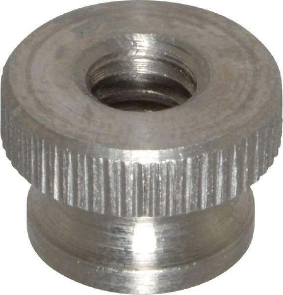 Electro Hardware - 1/4-20" UNC Thread, Uncoated, Grade 302, 303 Stainless Steel Round Knurled Thumb Nut - 3/8" Overall Height, 9/16" Head Diam - Americas Industrial Supply