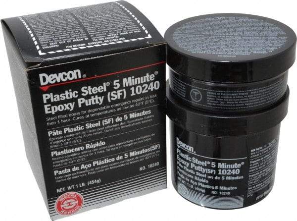 Devcon - 1 Lb Pail Two Part Epoxy - 5 min Working Time, 2,026 psi Shear Strength, Series Plastic Steel - Americas Industrial Supply