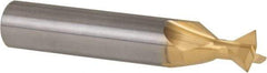 Made in USA - 3/8" Diam x 3/16" Width of Cut, 60° Included Angle, Carbide-Tipped Dovetail Cutter - 3/8" Shank Diam, 2-1/8" Overall Length, 0.0050-0.0100" Corner Radius, Weldon Flat, TiN Coated - Americas Industrial Supply
