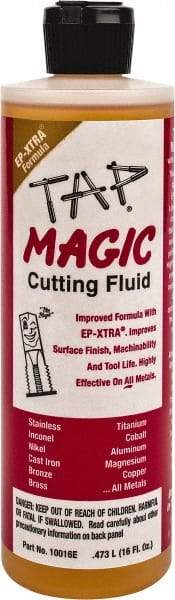 Tap Magic - Tap Magic EP-Xtra, 1 Pt Bottle Cutting & Tapping Fluid - Semisynthetic, For Boring, Broaching, Drilling, Engraving, Facing, Milling, Reaming, Sawing, Threading, Turning - Americas Industrial Supply