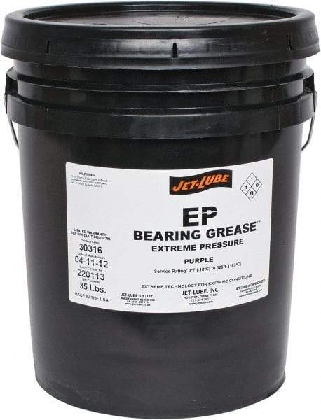 Jet-Lube - 35 Lb Pail Extreme Pressure Grease - Purple, Extreme Pressure, 325°F Max Temp, NLGIG 2, - Americas Industrial Supply