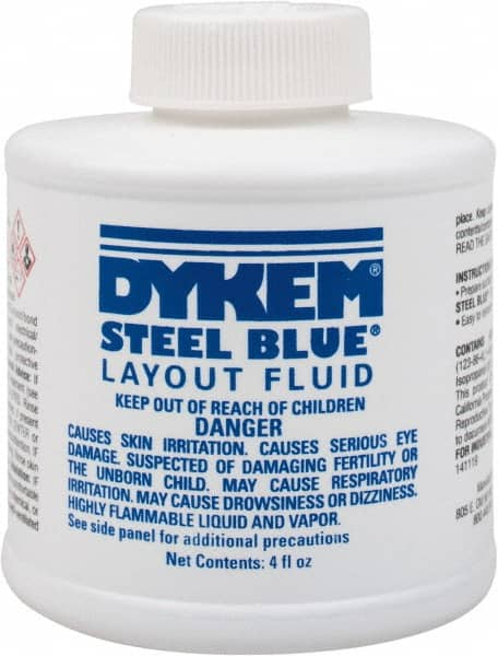 Dykem - Blue Layout Fluid - 4 Ounce Brush Top Can - Americas Industrial Supply