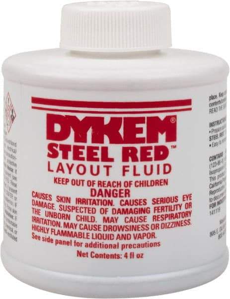 Dykem - Red Layout Fluid - 4 Ounce Brush Top Can - Americas Industrial Supply