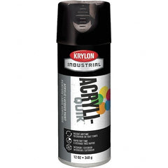 Krylon - Black, 12 oz Net Fill, Gloss, Lacquer Spray Paint - 15 to 20 Sq Ft per Can, 16 oz Container, Use on Cabinets, Color Coding Steel & Lumber, Conduits, Drums, Ducts, Fabric, Furniture, Motors, Pipelines, Tools - Americas Industrial Supply