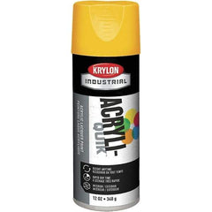 Krylon - OSHA Yellow, 12 oz Net Fill, Gloss, Enamel Spray Paint - 15 to 20 Sq Ft per Can, 12 oz Container, Use on Ceramics, Glass, Metal, Plaster, Wood - Americas Industrial Supply