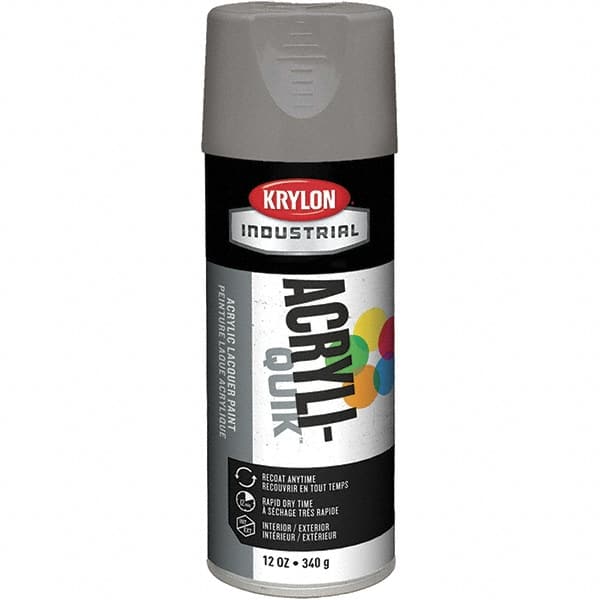 Krylon - Smoke Gray, 12 oz Net Fill, Gloss, Lacquer Spray Paint - 15 to 20 Sq Ft per Can, 16 oz Container, Use on Cabinets, Color Coding Steel & Lumber, Conduits, Drums, Ducts, Furniture, Motors, Pipelines, Tools - Americas Industrial Supply