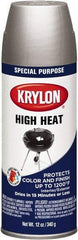 Krylon - Aluminum (Color), 12 oz Net Fill, Satin, High-Heat Metallic Spray Paint - 15 to 20 Sq Ft per Can, 12 oz Container - Americas Industrial Supply