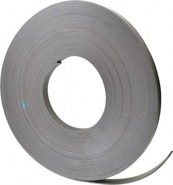 Mag-Mate - 100' Long x 3/4" Wide x 1/8" Thick Flexible Magnetic Strip - 12 Lb Max Pull Force, 14 Linear Ft/Lb Magnetic Pull Force, Plain Back - Americas Industrial Supply