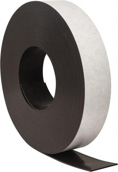 Mag-Mate - 100' Long x 3" Wide x 1/8" Thick Flexible Magnetic Strip - 48 Lb Max Pull Force, 56 Linear Ft/Lb Magnetic Pull Force, Adhesive Back - Americas Industrial Supply