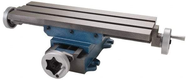 Palmgren - 6" Table Width x 18-5/8 Table Length, 8" Cross Travel x 12" Longitudinal Travel, Slide Machining Table - 6-1/8" Overall Height, Two 9/16" Longitudinal T Slots - Americas Industrial Supply