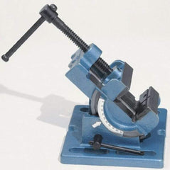 Palmgren - 3" Jaw Opening Capacity x 1-1/8" Throat Depth, Angle Drill Press Vise - 3" Wide Jaw, Stationary Base, Rapid Action, 6-1/2" OAL x 4" Overall Height - Americas Industrial Supply