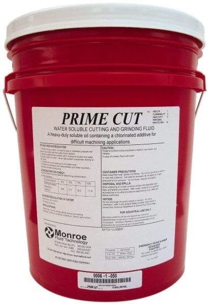 Monroe Fluid Technology - Prime Cut, 5 Gal Pail Cutting & Grinding Fluid - Water Soluble, For CNC Milling, Drilling, Tapping, Turning - Americas Industrial Supply