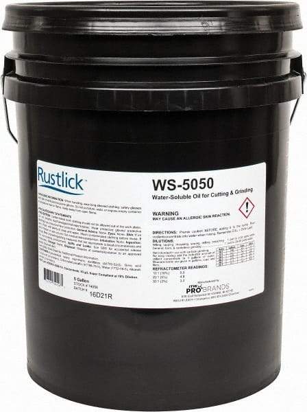 Rustlick - Rustlick WS-5050, 5 Gal Pail Cutting & Grinding Fluid - Water Soluble, For Broaching, CNC Machining, Drilling, Milling - Americas Industrial Supply