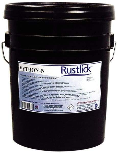 Rustlick - Rustlick Vytron-N, 5 Gal Pail Cutting & Grinding Fluid - Synthetic, For Drilling, Milling, Sawing, Tapping, Turning - Americas Industrial Supply