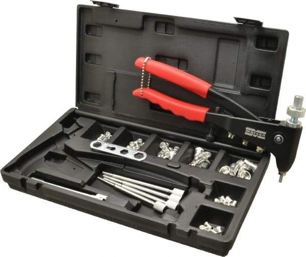 Value Collection - 63 Piece Aluminum Manual Rivet Nut Tool Kit - #6-32, 3/8-16" Thread - Americas Industrial Supply