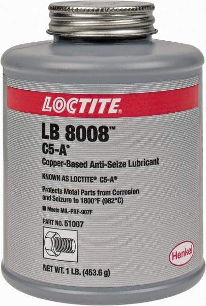 Loctite - 1 Lb Can High Temperature Anti-Seize Lubricant - Copper/Graphite, -29 to 1,800°F, Copper Colored, Water Resistant - Americas Industrial Supply