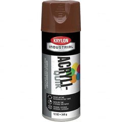 Krylon - Leather Brown, 12 oz Net Fill, Gloss, Lacquer Spray Paint - 15 to 20 Sq Ft per Can, 16 oz Container, Use on Cabinets, Color Coding Steel & Lumber, Conduits, Drums, Ducts, Furniture, Motors, Pipelines, Tools - Americas Industrial Supply